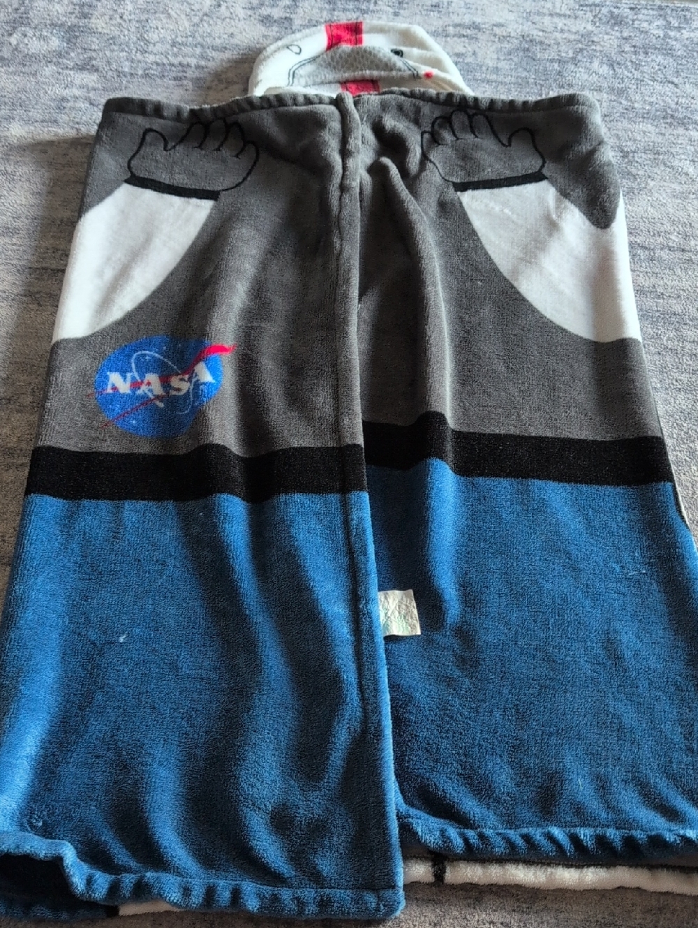 Kids Blue & Gray Fleece Hooded Blanket with Space Graphic